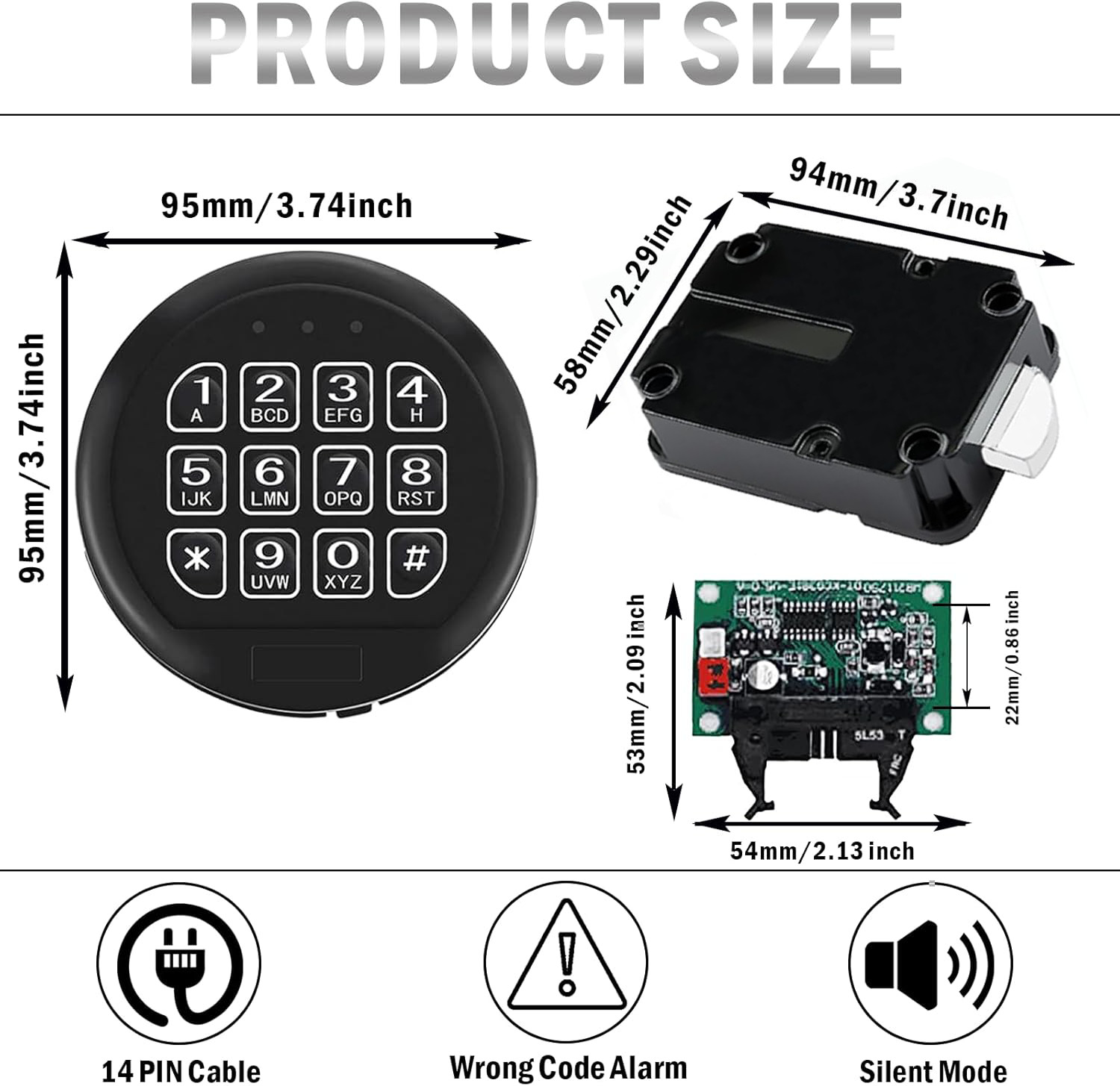 Gun Safe Lock Replacement Black Keypad Lock Safe Electronic Swingbolt Lock Home