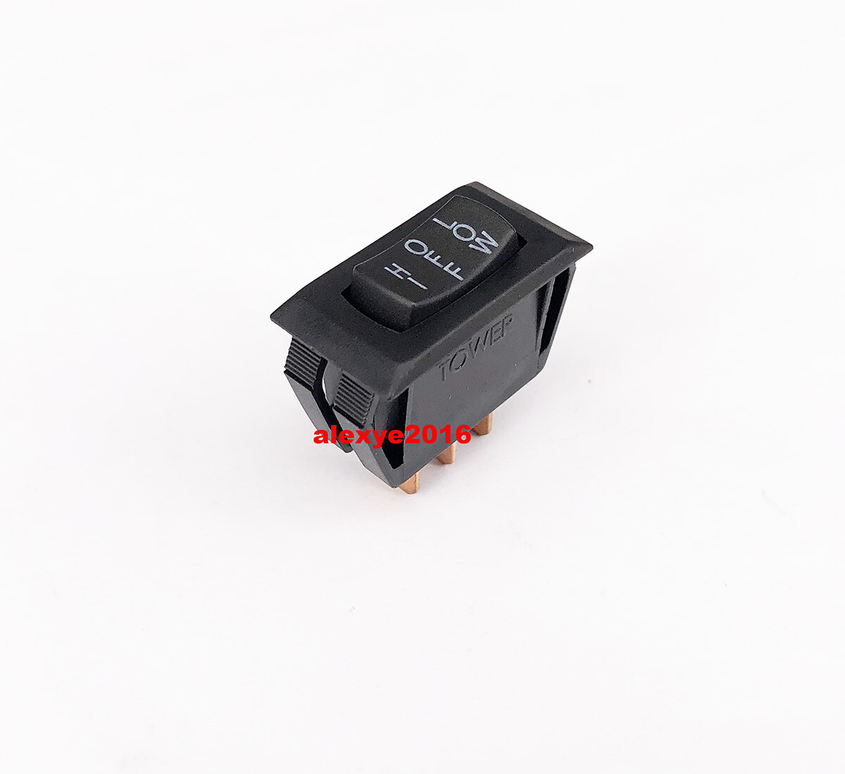 TOWER HIGH-OFF-LOW 3 Pins 3 Positions Maintained Rocker Switch Black