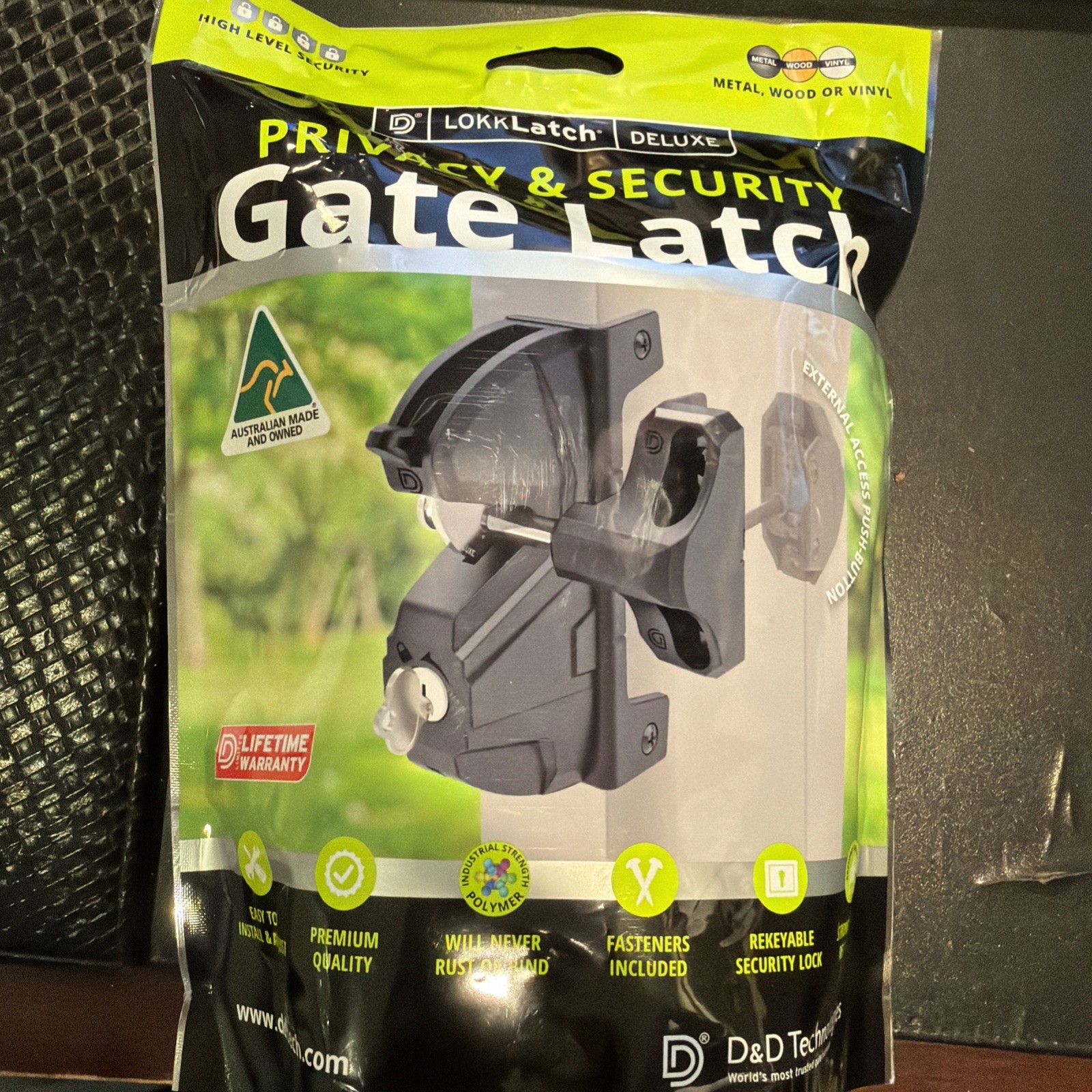 Lokklatch Lld3kd Security Gravity Gate Latch, 1.5In. W, Blk Deluxe