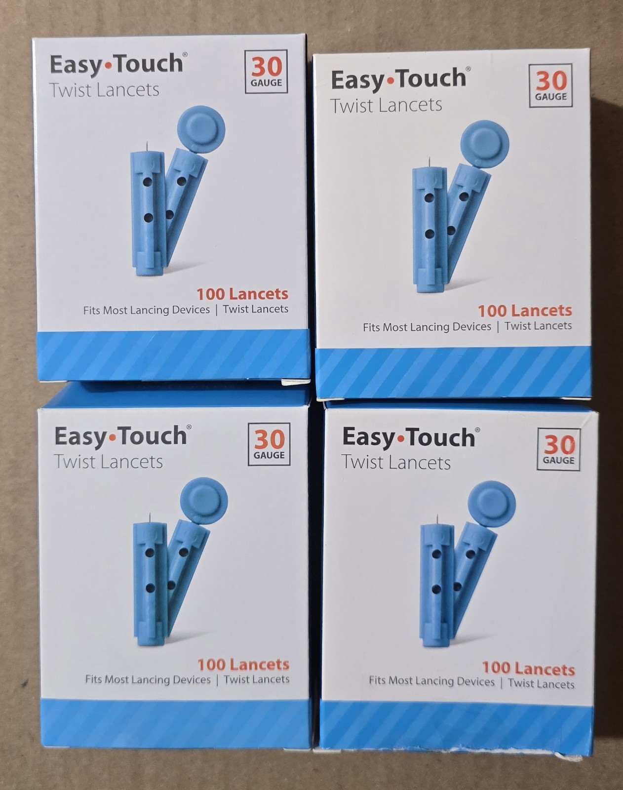 4 Boxes EASY TOUCH Twist Lancets 30 Gauge 100 per box = 400  EXP 2029