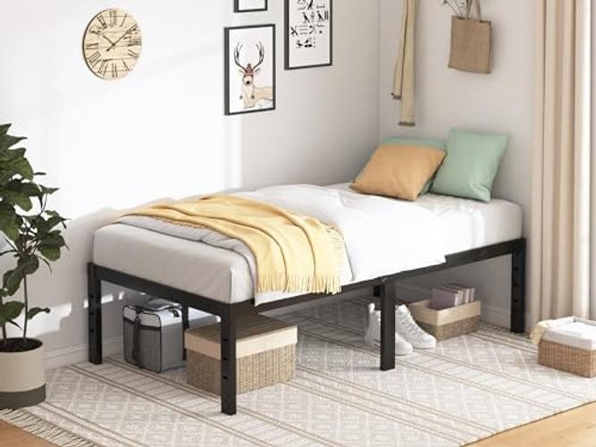 Bed Frame - 18 in Sturdy Platform Bed Frame Size, Heavy Duty Twin 18 INCH