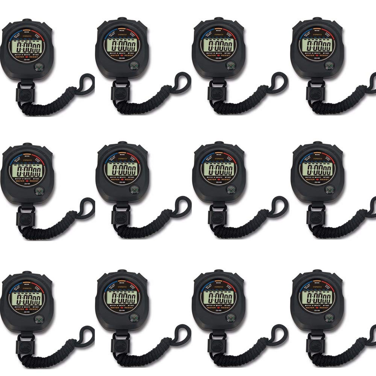 12 Pack Multi-Function Electronic Digital Sport Stopwatch Timer, Large Displa...