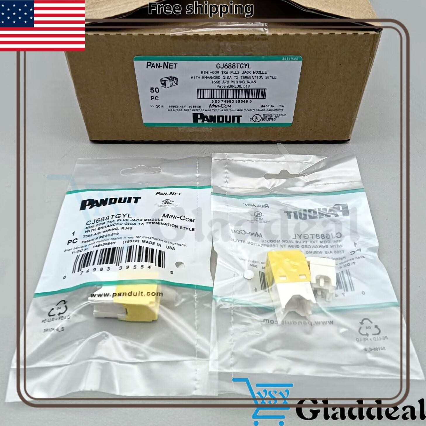 NEW Panduit CJ688TGYL BOX OF 50 Giga TX Cat6 jack yellow