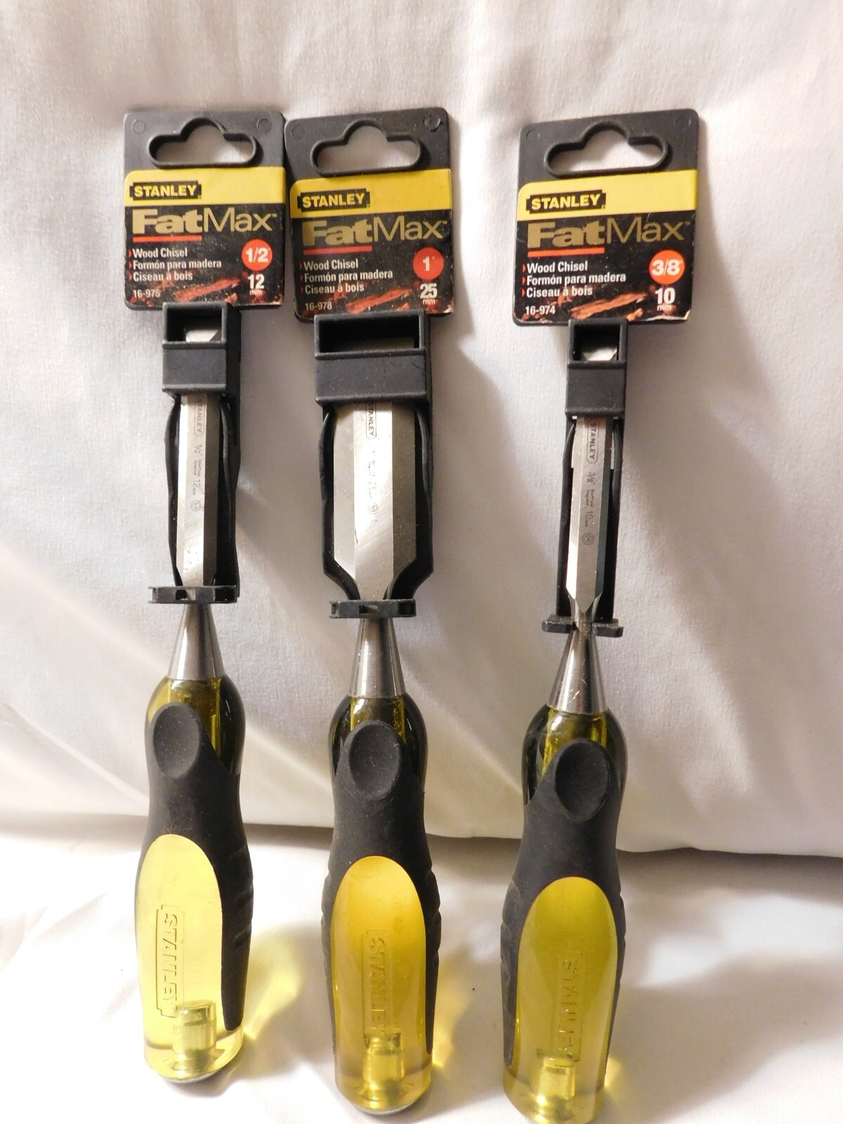 Stanley Fat Max Wood Chisels Lot of 3 Made in England  1/2", 3/8" and 1"  NOS
