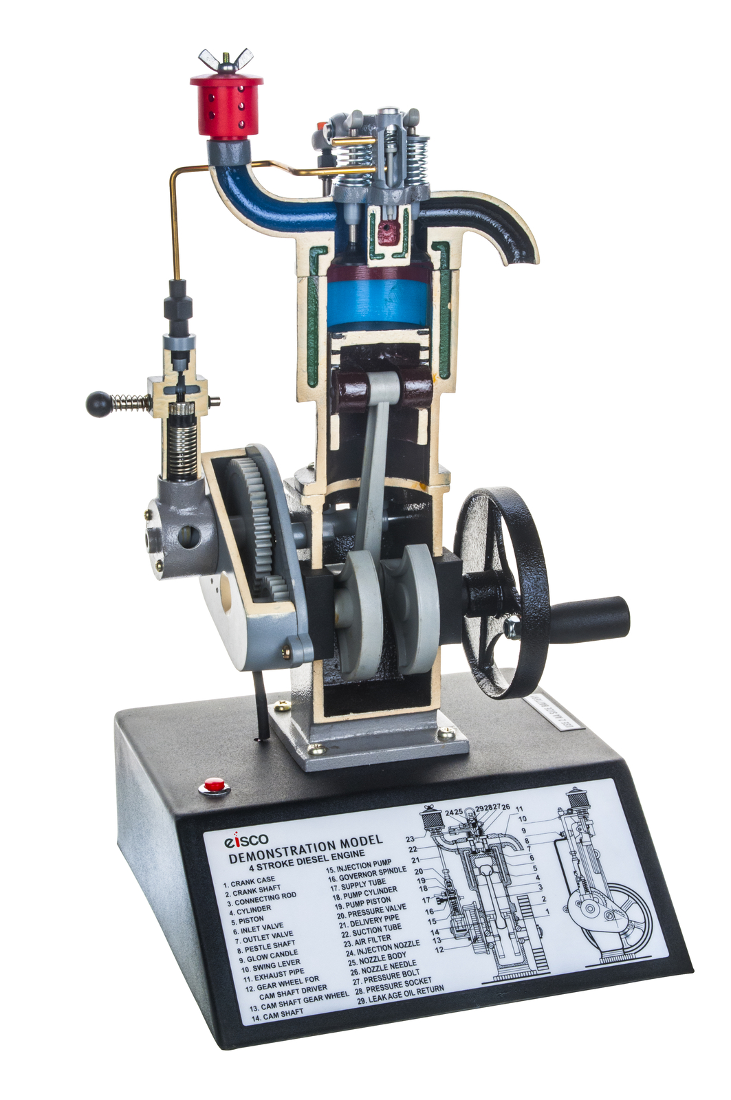 4 Stroke Diesel Hand Crank Model with Actuating Movable Parts, 16" Tall
