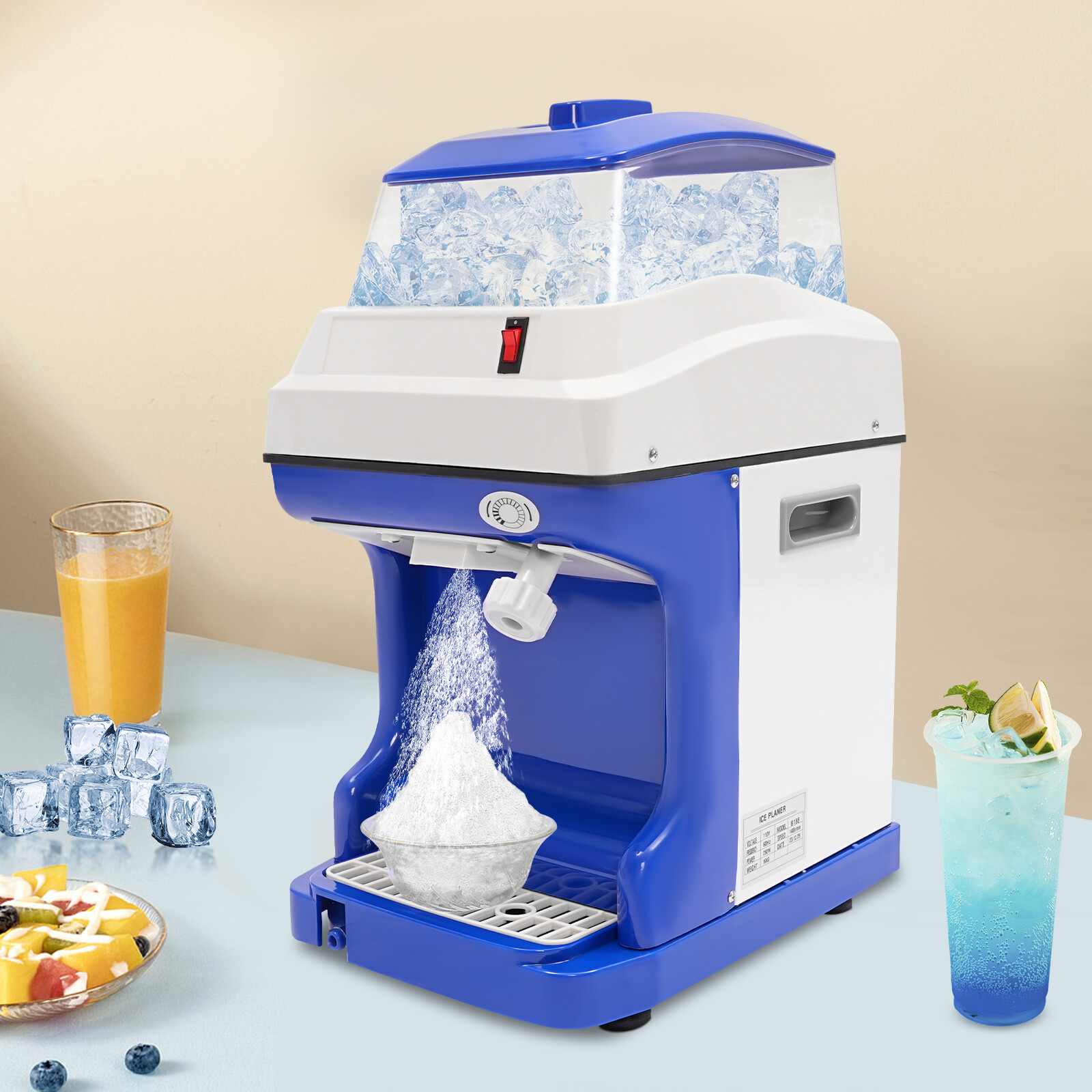 5L Electric Shaved Ice Crusher Machine Snow Cone Maker Ice Shaving Machine 250W