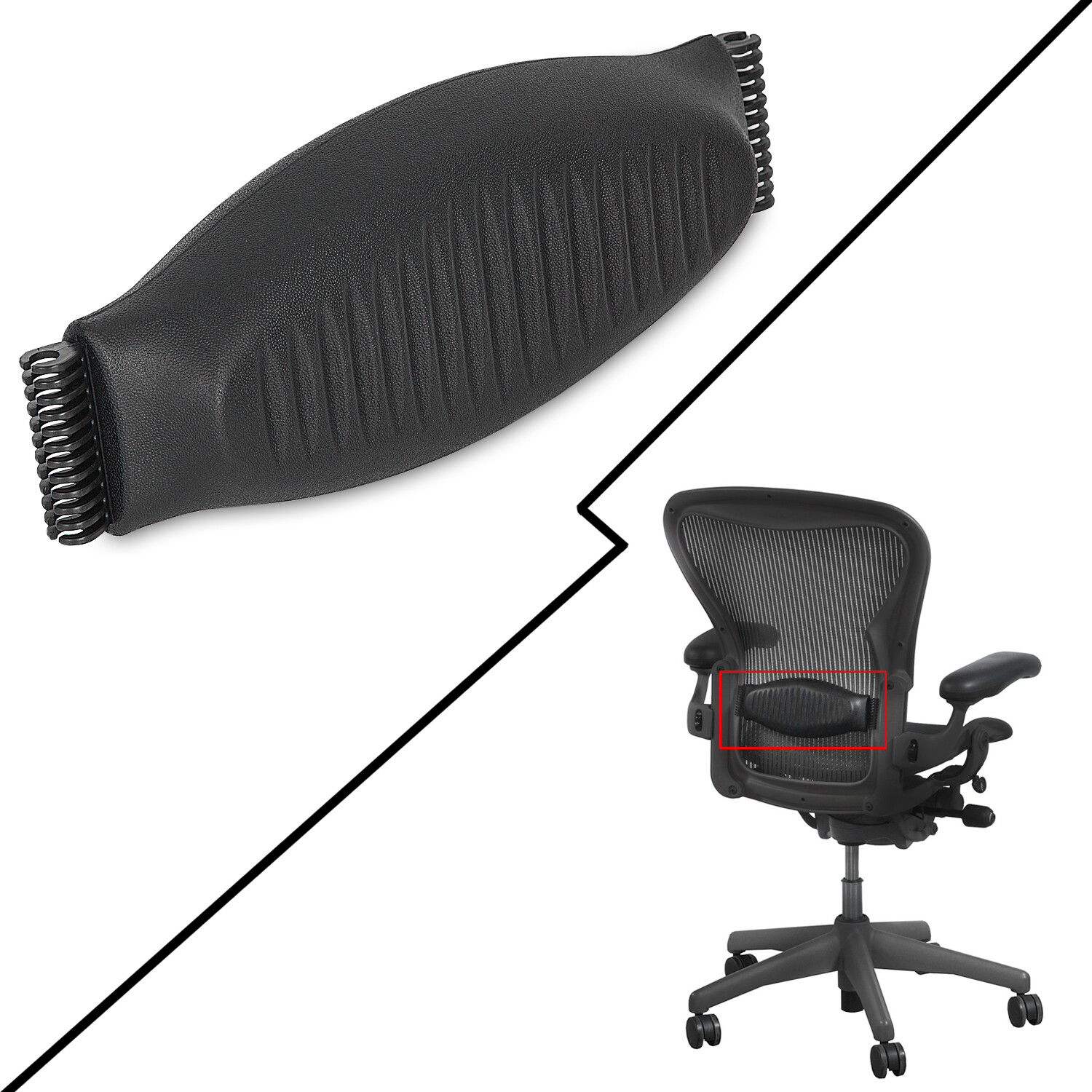 Lumbar Back Support Pad Size B Black For Herman Miller Aeron Chair Medium
