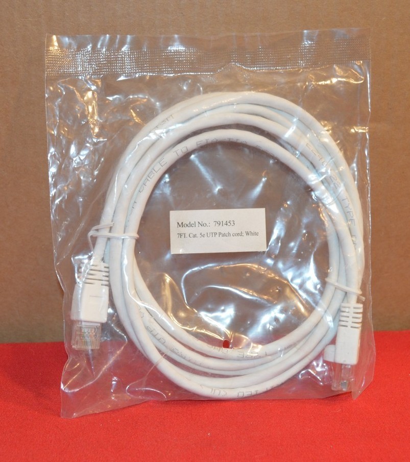 NWT Ethernet Cat 5e UTP Patch Cable #791453 ~7' 4x24 AWG RJ-45 White