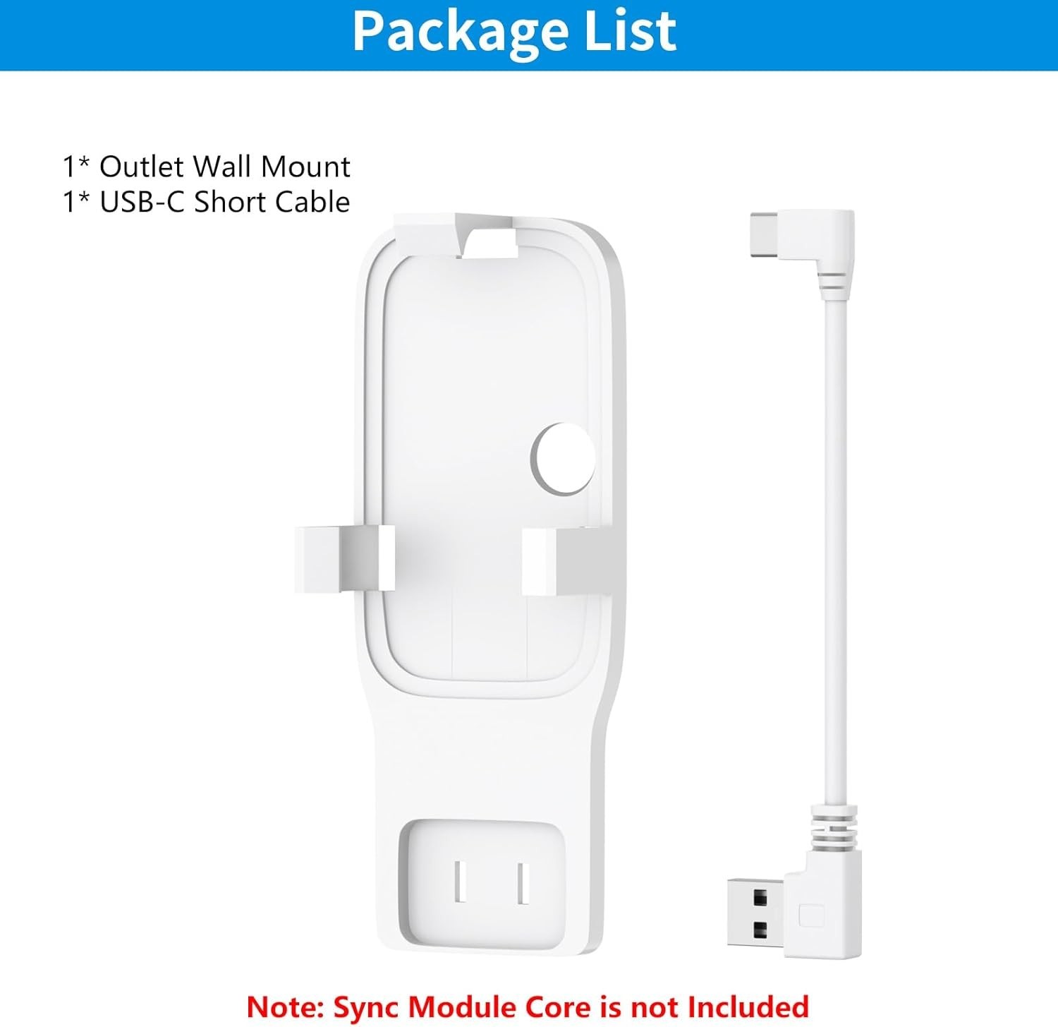 No-Drill Wall Outlet Mount for Blink Sync Module Core - Clean Cable Management