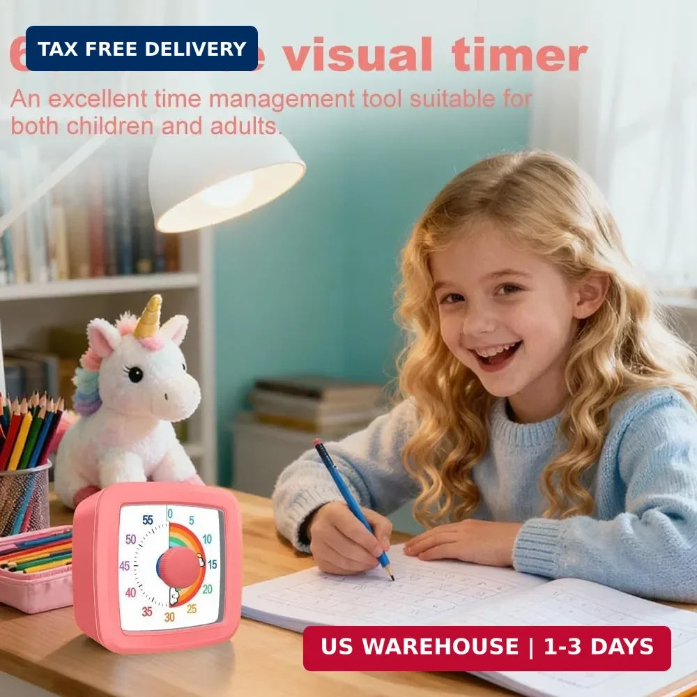 Visual Timer for Children, 60 Minute Countdown for Classroom, Office, Kitchen, D