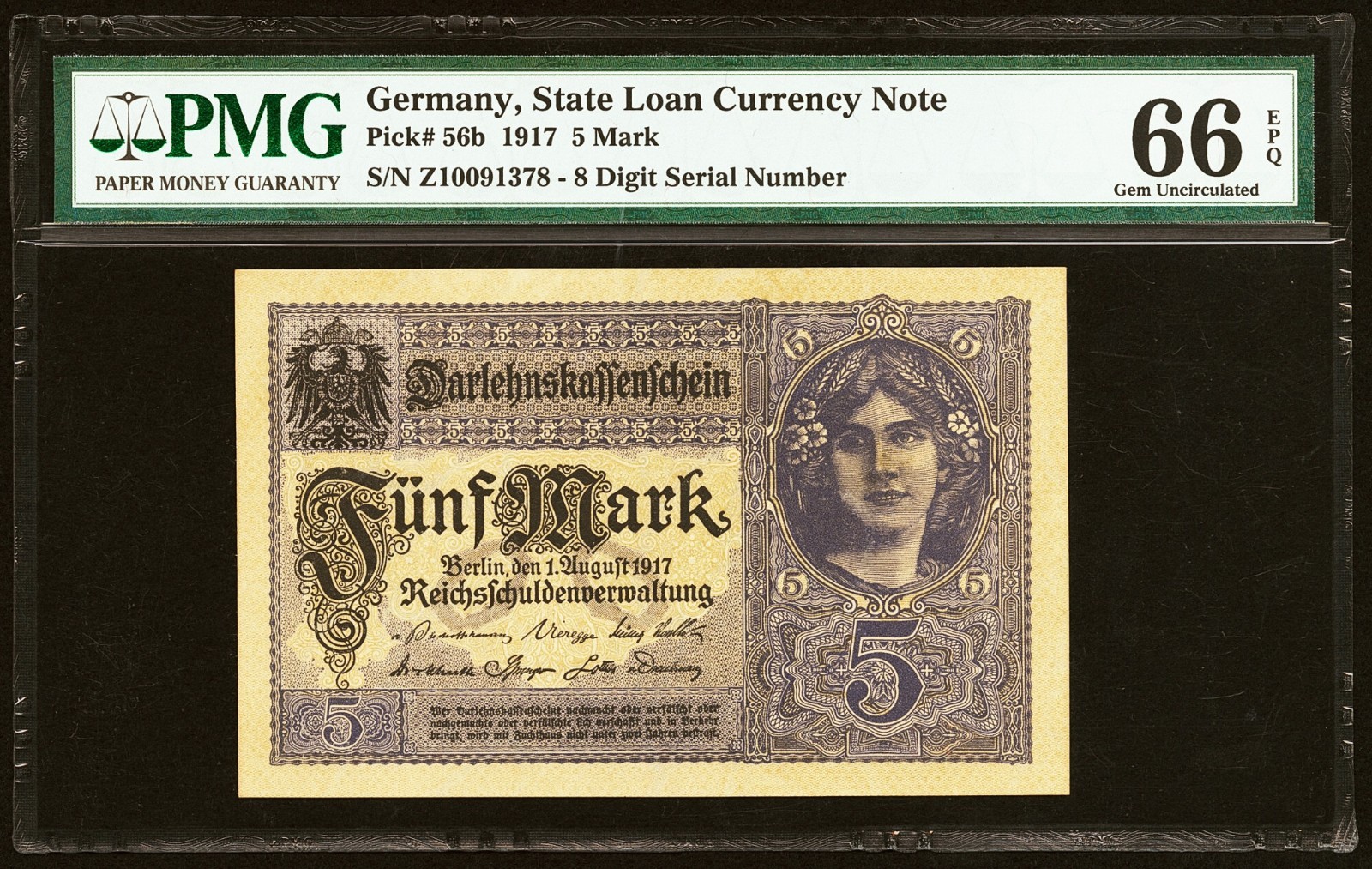 i-201104 Germany 5 Mark 1917. PMG 66 EPQ