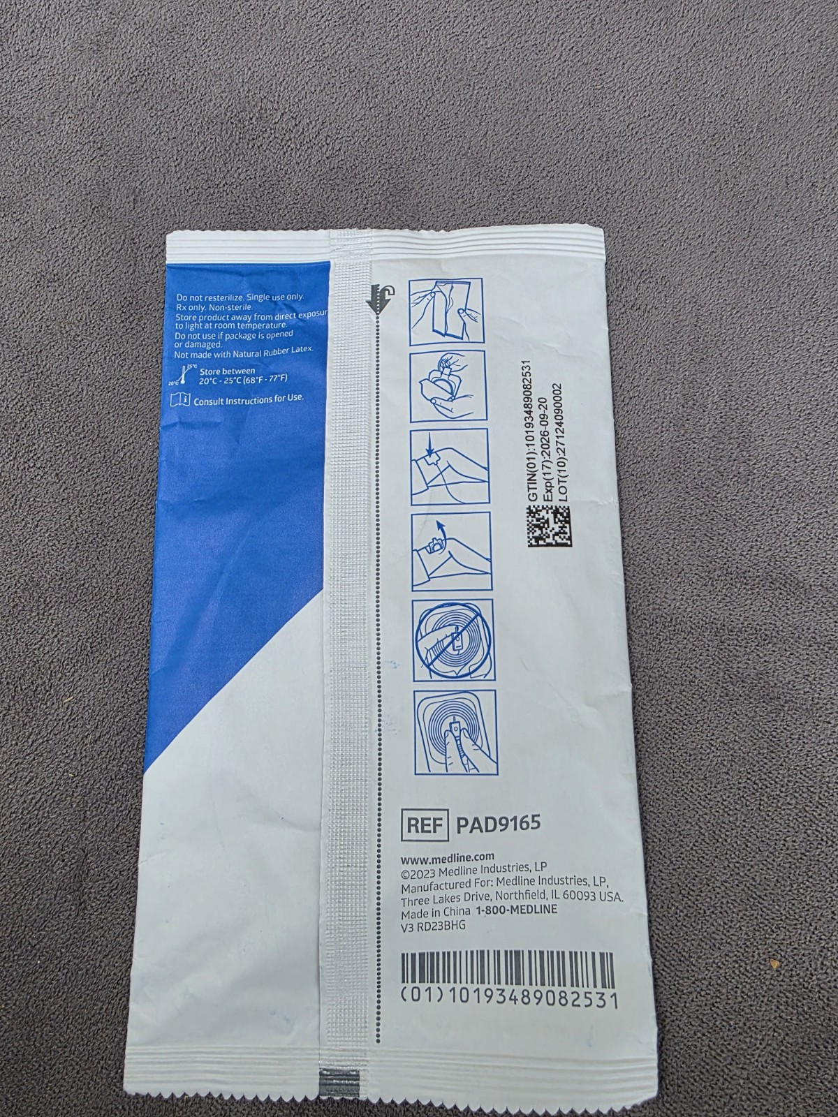 Medline Universal Split Grounding Pad 9" Foot Cord New