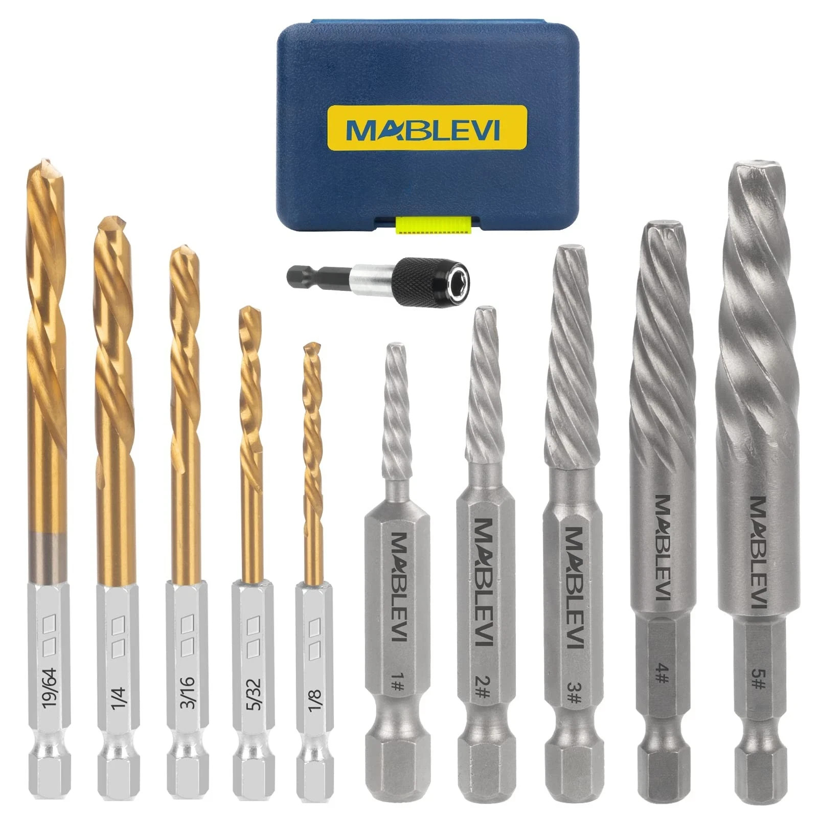 11 Pieces Screw Extractor Set, Metric Easy Out Bolt Extractor Set, Reverse Dr