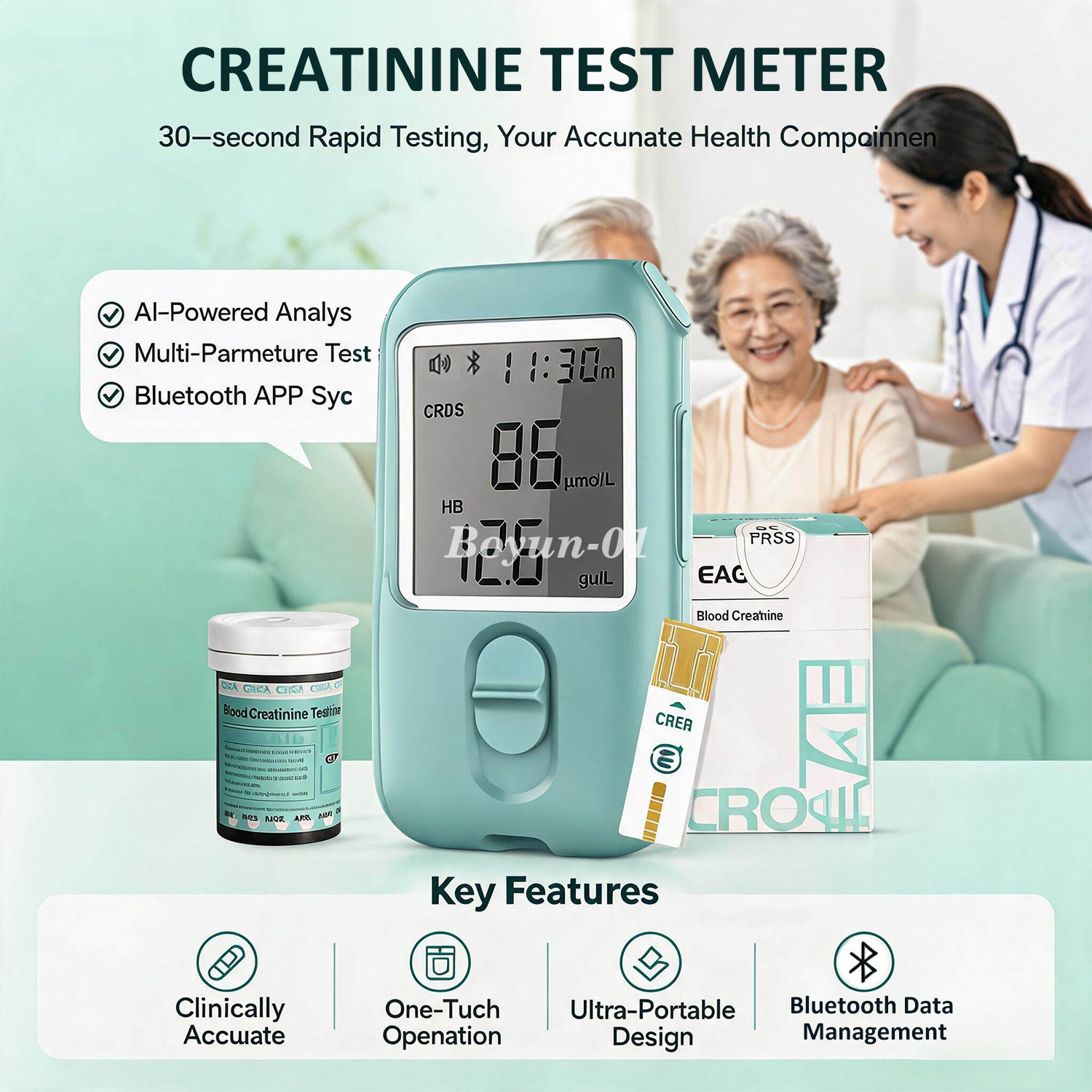 Blood Creatinine Test Meter – Home Kidney Function Checker Kit with 25 Strip