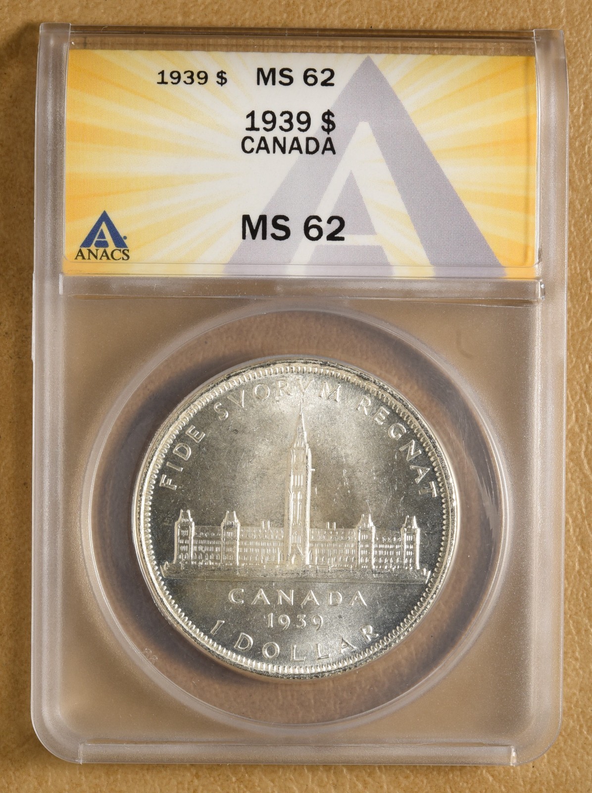 1939 Canada Silver Dollar ANACS MS62