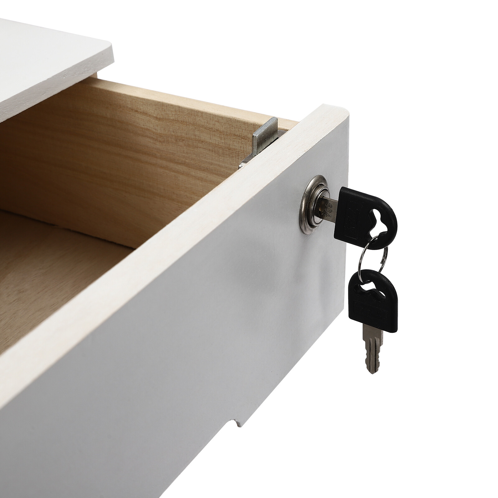 4-layer white wooden desktop storage box file cabinet with lockable drawers