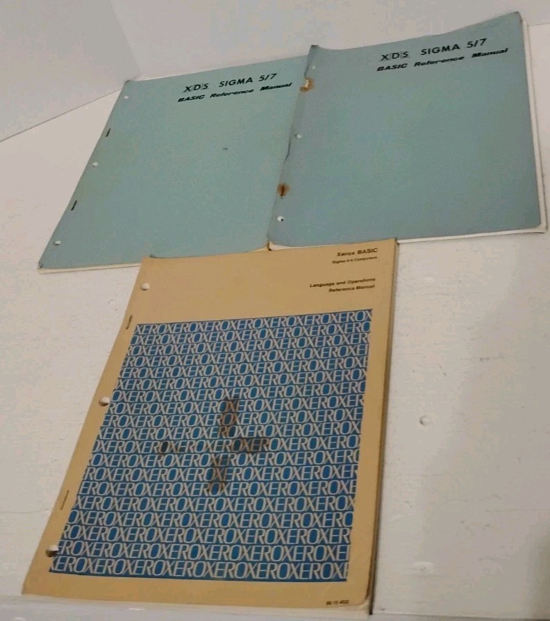Xerox XDS Sigma 5/7 BASIC Reference Manuals Lot Vintage Minicomputer