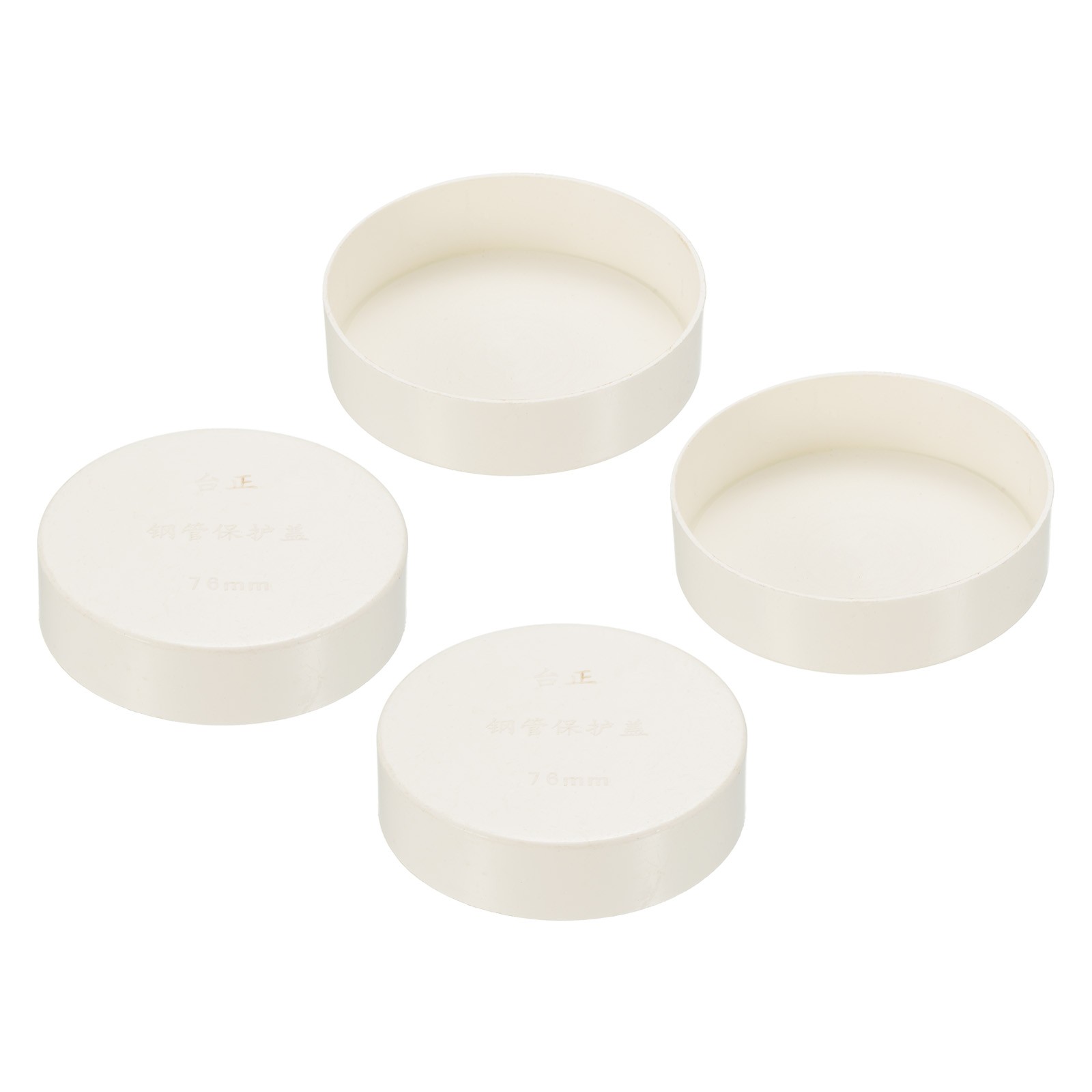 76mm ID Pipe End Caps, 4 Pack Round Tubing Insert Pipe Cover, White