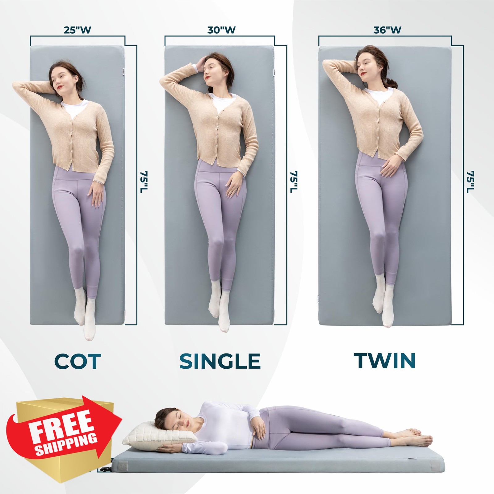Kingfun 3" Memory Foam Camping Mattress Waterproof
