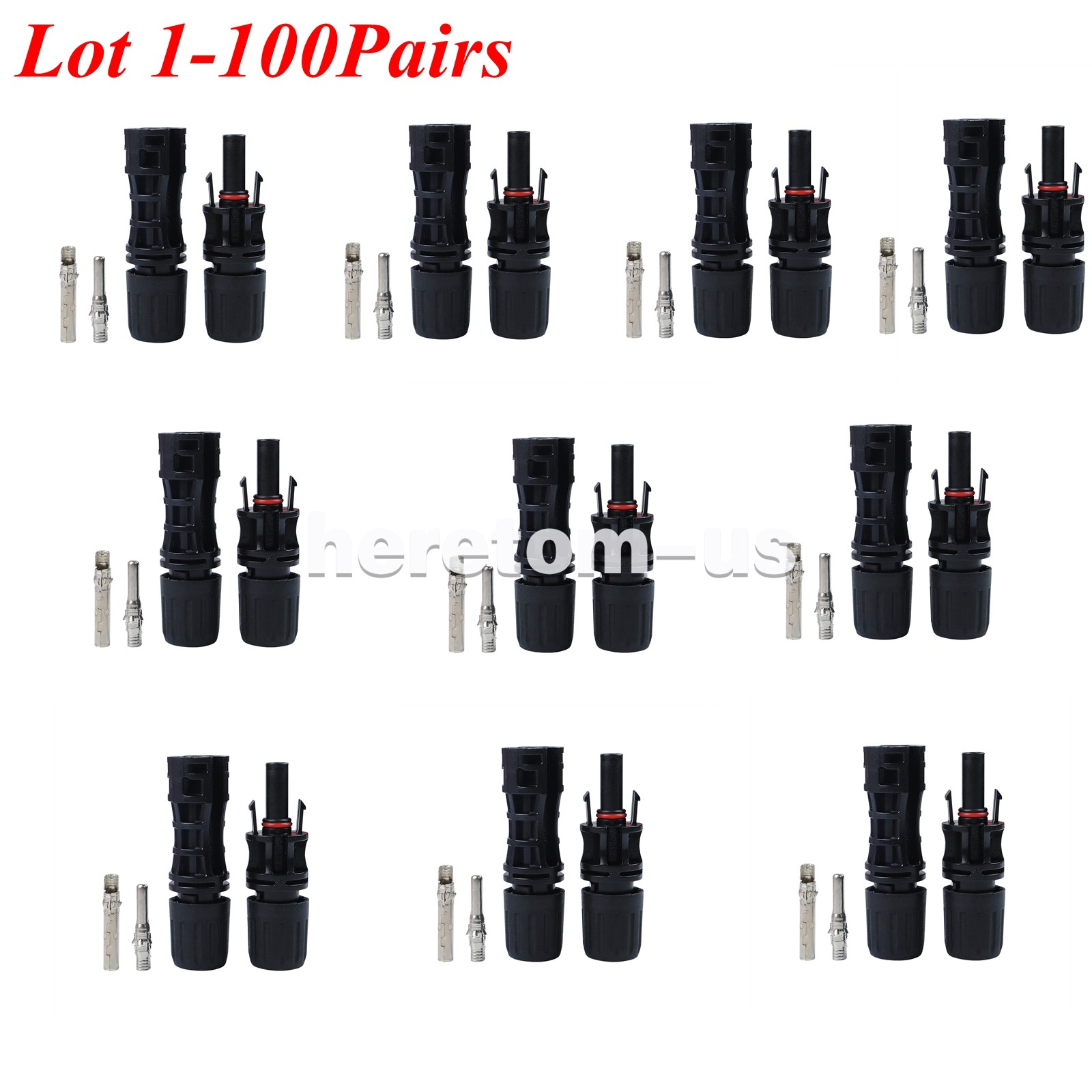 Lot 1-100 1500V 30A Male & Female Wire Cable Solar Panel Connector Plug Set