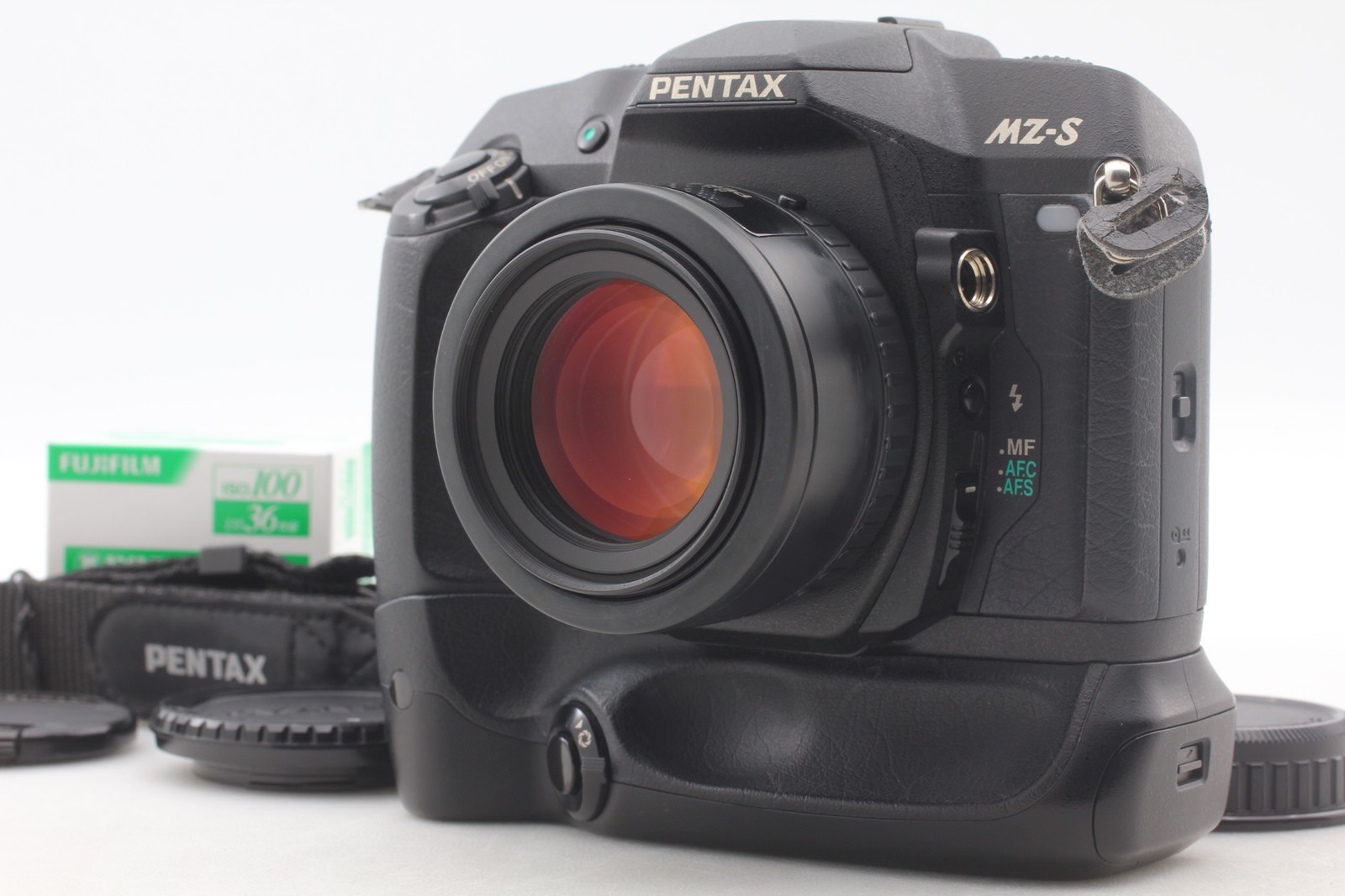 [Near MINT] PENTAX MZ-S QD Black Film Camera BG-10 Grip FA 50mm f/1.4 Lens JAPAN