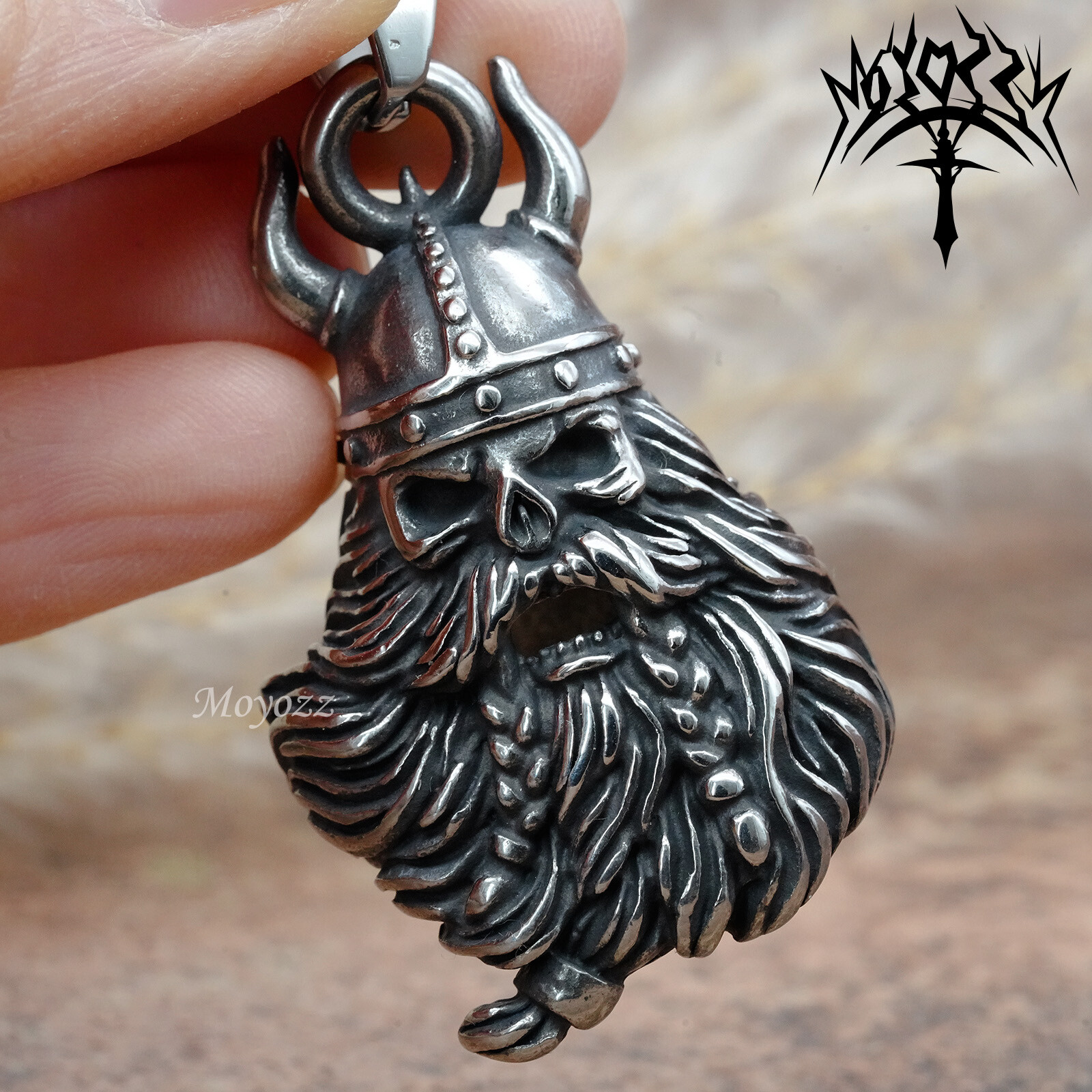 Viking Skull Head 3D Motorcycle Bell with Hanger for Biker & FREE Bell Hanger