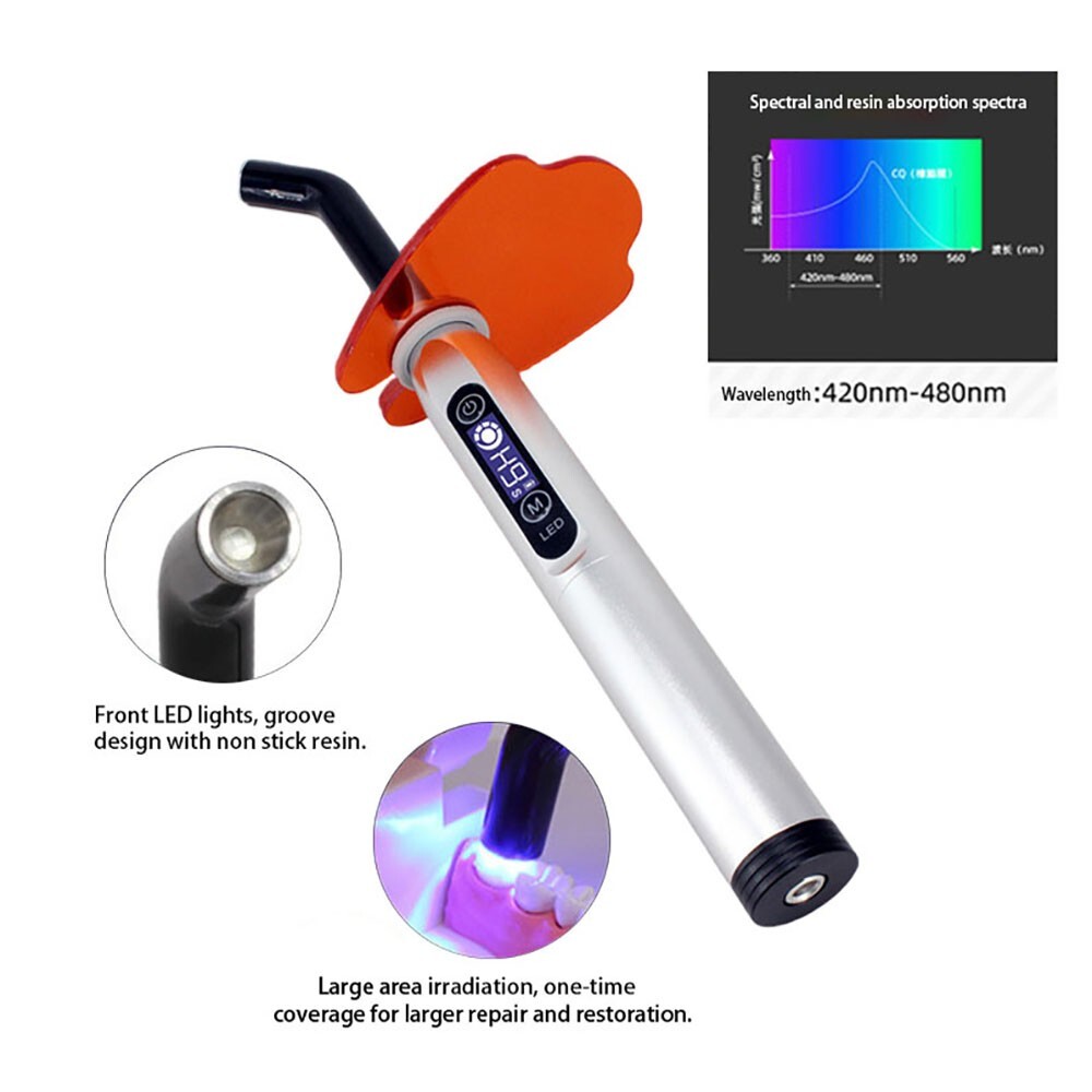 Adjustable Dental Cordless Curing Light 1-Second Composite Resin 18 Levels