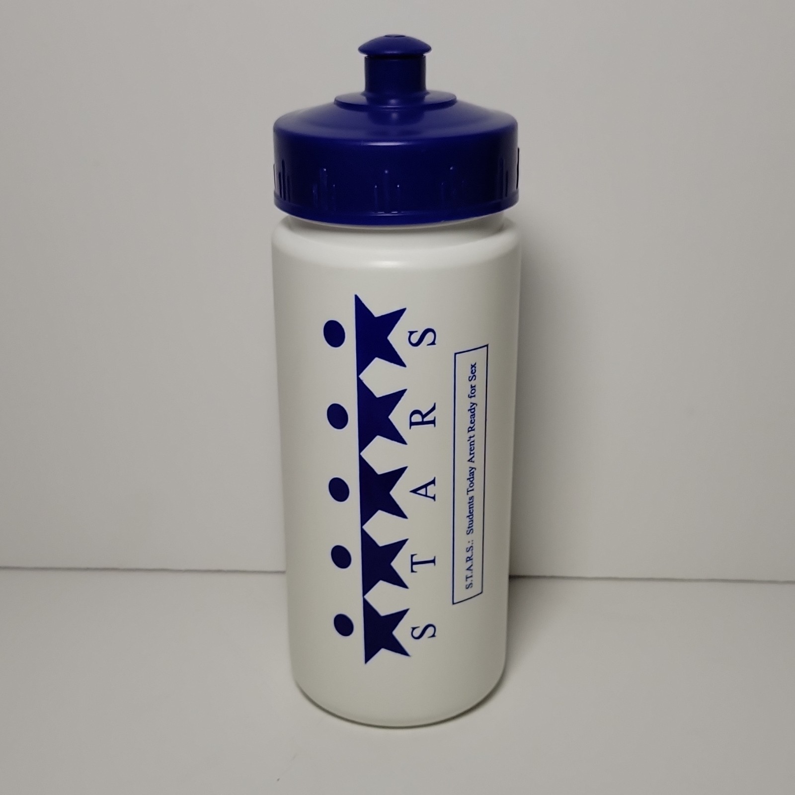 Perfect Line White Blue HDPE Plastic Push Cap Water Bottle ASI 77350 8in