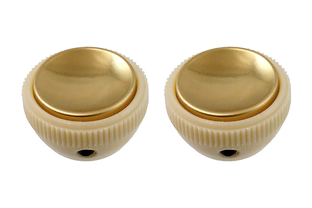 HOFNER VINTAGE TEA CUP BASS GUITAR KNOBS CREAM W/GOLD CENTER (SET OF Gold