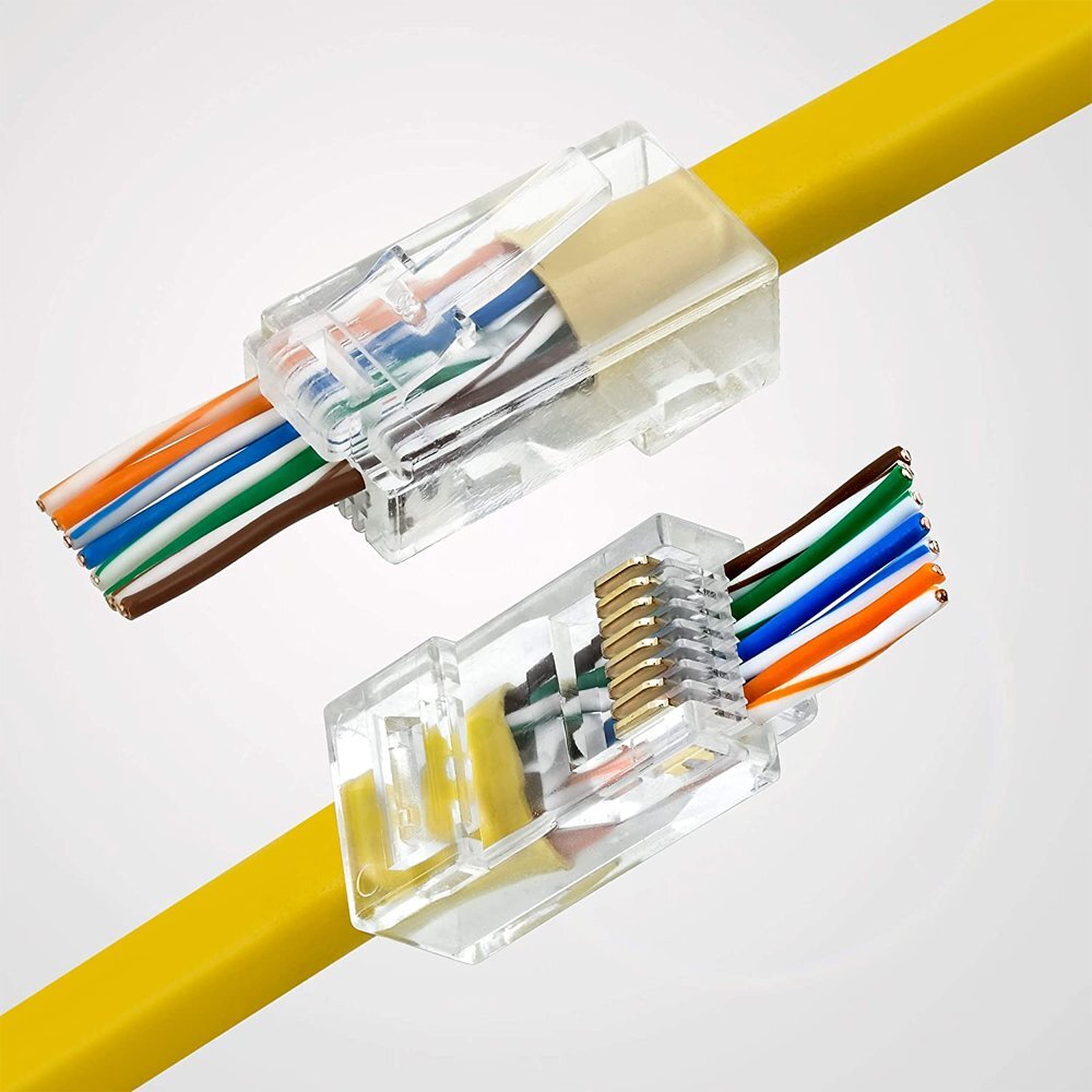 100pcs CAT6 CAT5 RJ45 Pass Through Modular Plug Network Cable Connector End 8P8C