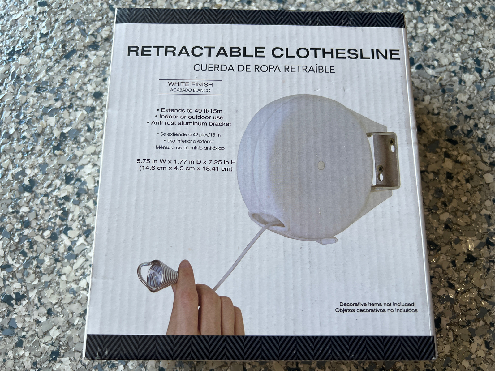 Retractable Clothesline Anti-rust Aluminum Bracket 49 ft Indoor/Outdoor White