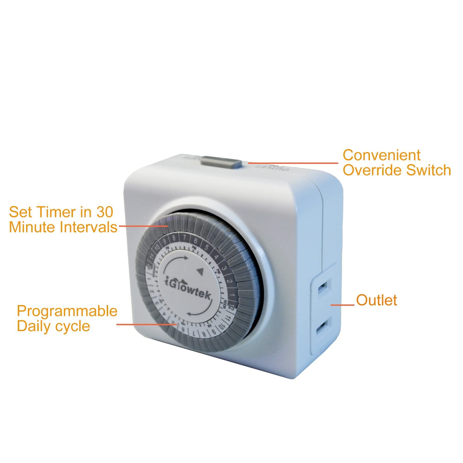 24-Hour Timer Outlet,30 Minute Intervals,1 Polarized Outlet,Mechanical Indoor...