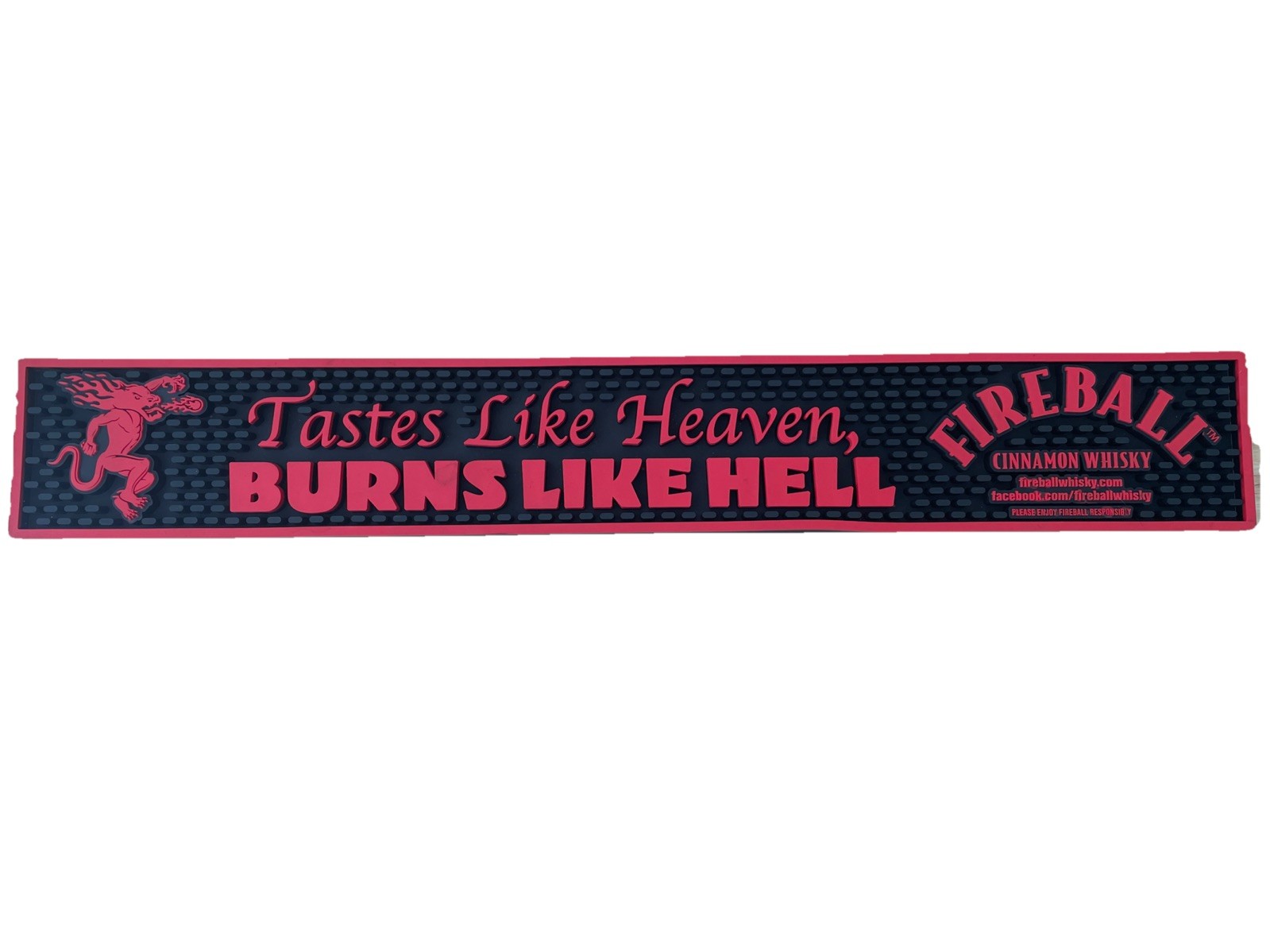 Fireball Whisky Bar Mat Spill Rail Drip Mat 23.50" x 3.5" New Ships Free