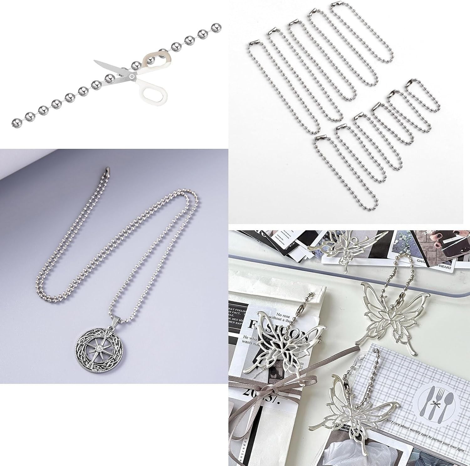 Customizable Silvery Pull Chain Extender - 158 inches with 12 Connectors