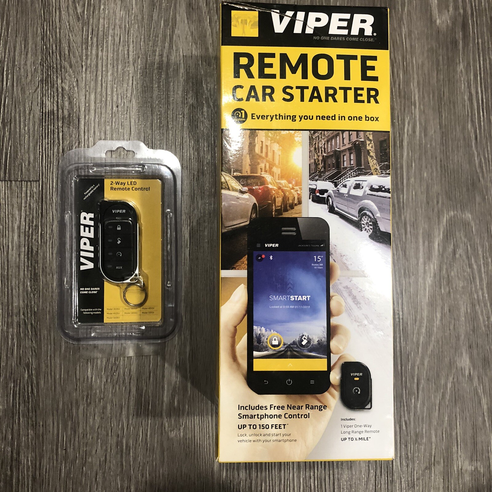 Viper remote car starter with Ford wire harness and extra remote.