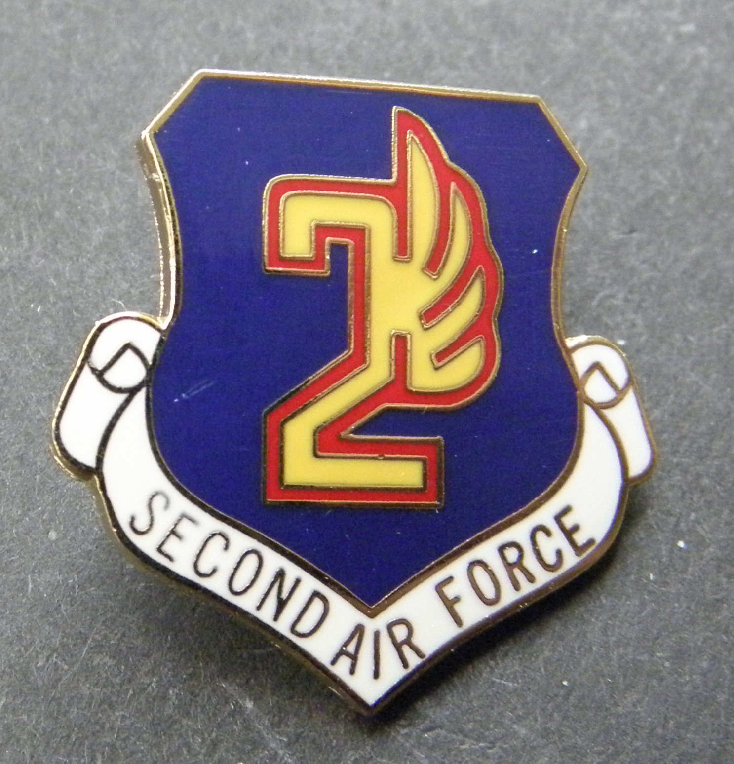 Second Air Force 2nd USAF Hat Jacket Lapel Pin 1 inch