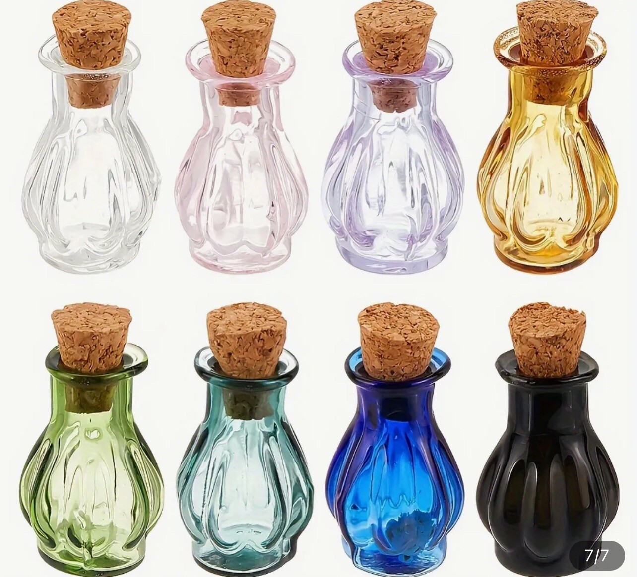 8pcs - 8 colors Miniature Glass Bottles with Cork Stoppers Empty Wishing