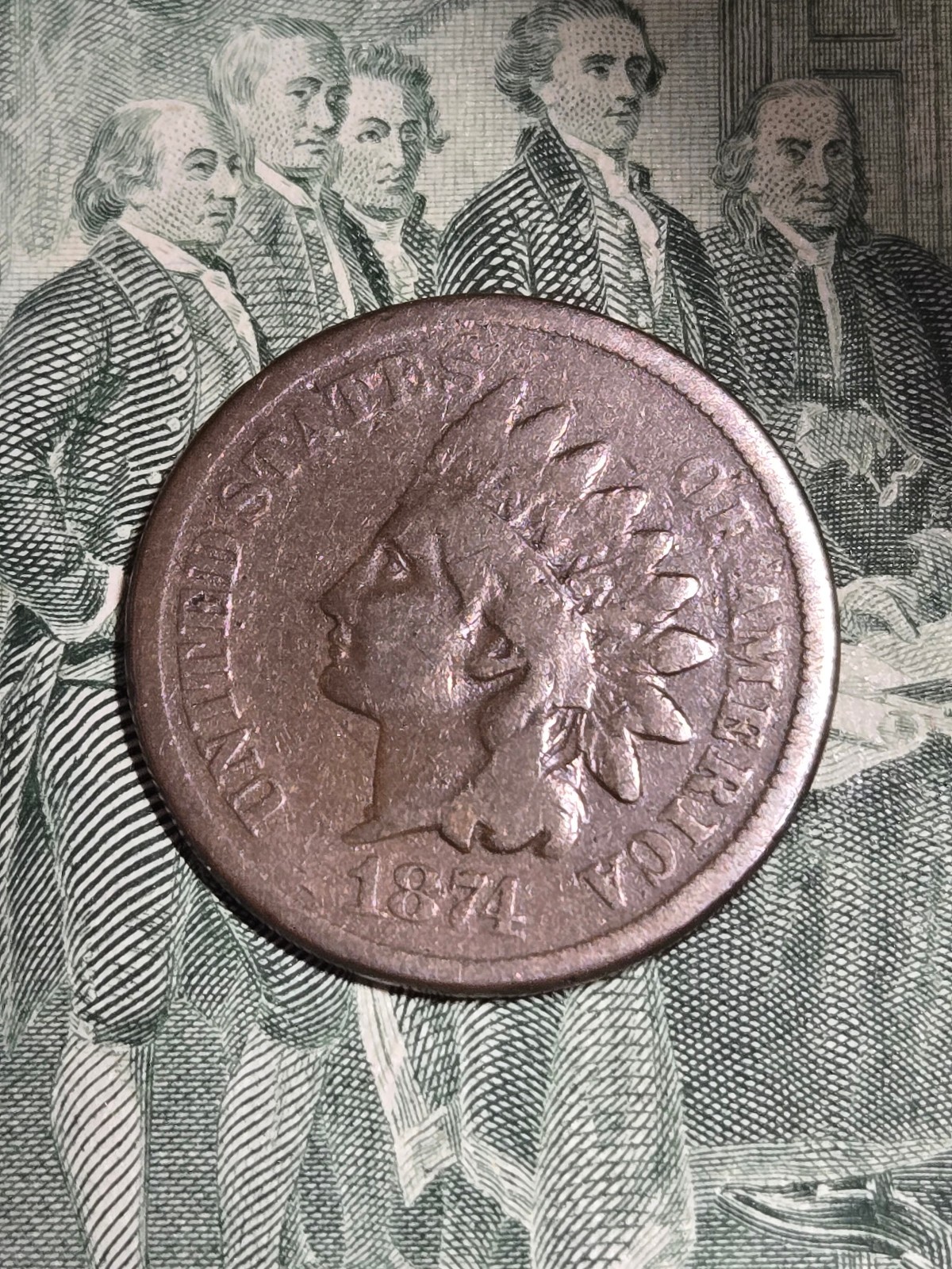 1874 Indian Head - Fine F BN