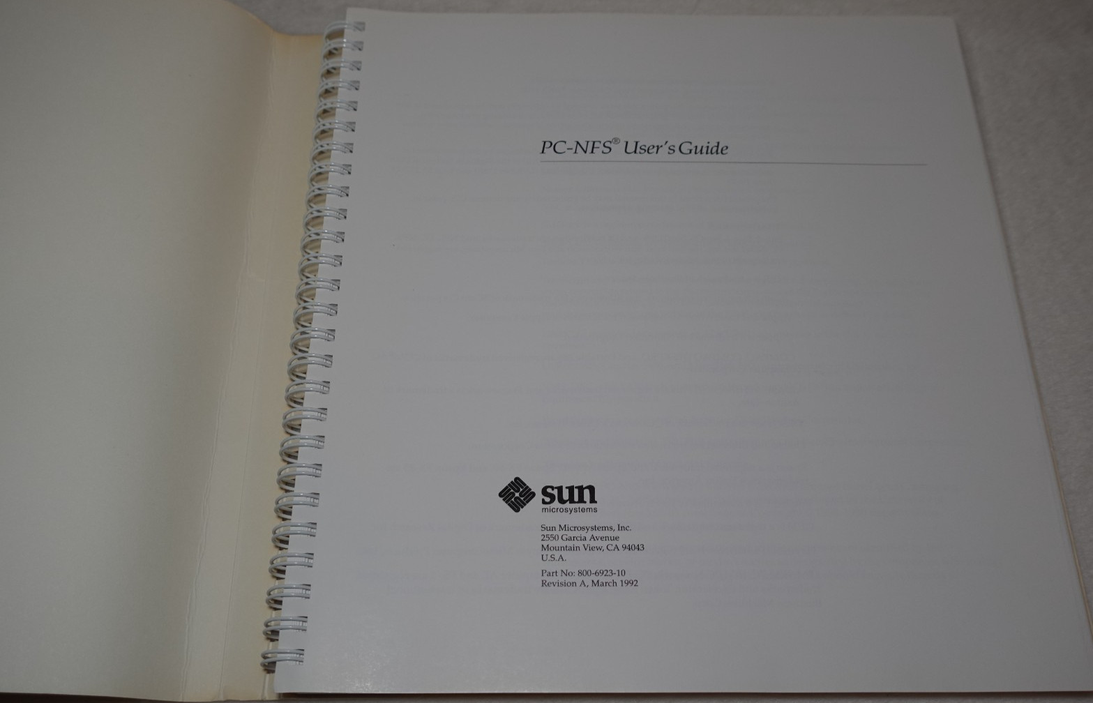 Sun Microsystems PC-NFS 1992 Original User's Guide