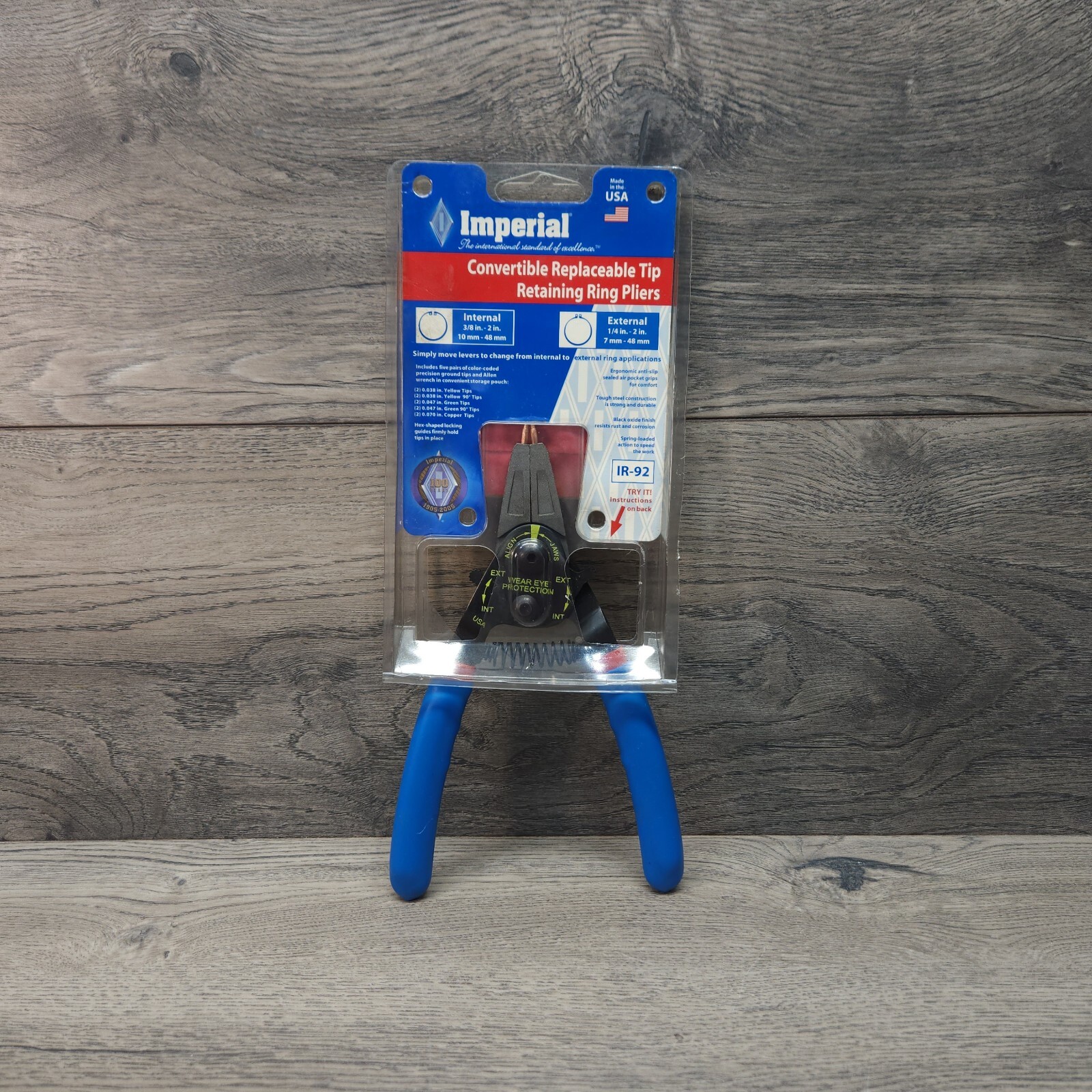 IMPERIAL USA Made IR-92 Convertible Retaining Snap Ring Plier Internal External