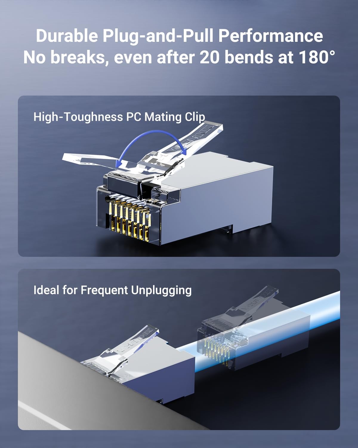 VCE 25-Pack Cat6 Shielded RJ45 Pass Through Connectors with 25+25Pack