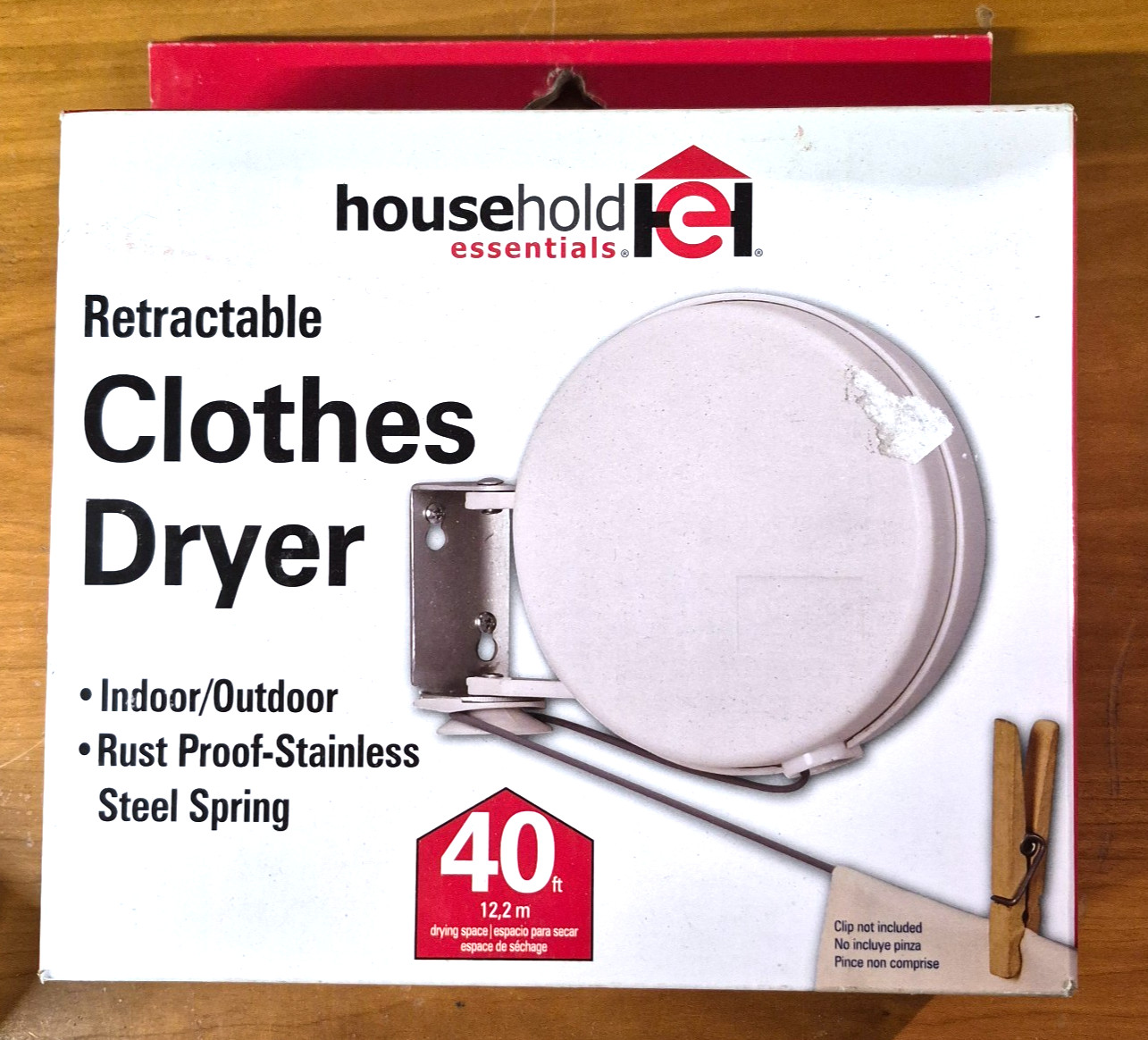 Household Essentials Retractable Clothes Dryer Indoor Outdoor Rust Proof 40ft