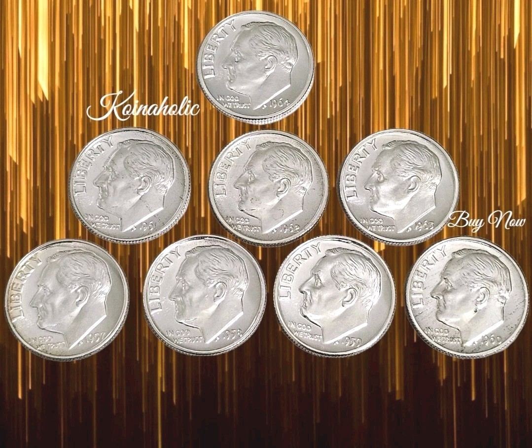 Lot Of 8 Gem Proof Dimes 1957-1964, Pulled From Storage, Silver Is Going Higher
