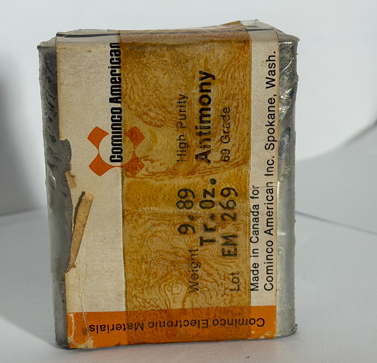 Antimony Metal, Ultra pure, Ingot, 99.9999%, 300 grams (sealed)