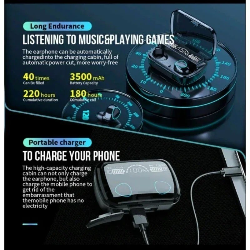 TWS Bluetooth Earbuds Waterproof Bluetooth 5.1 Headset Noise Cancelling Wireless