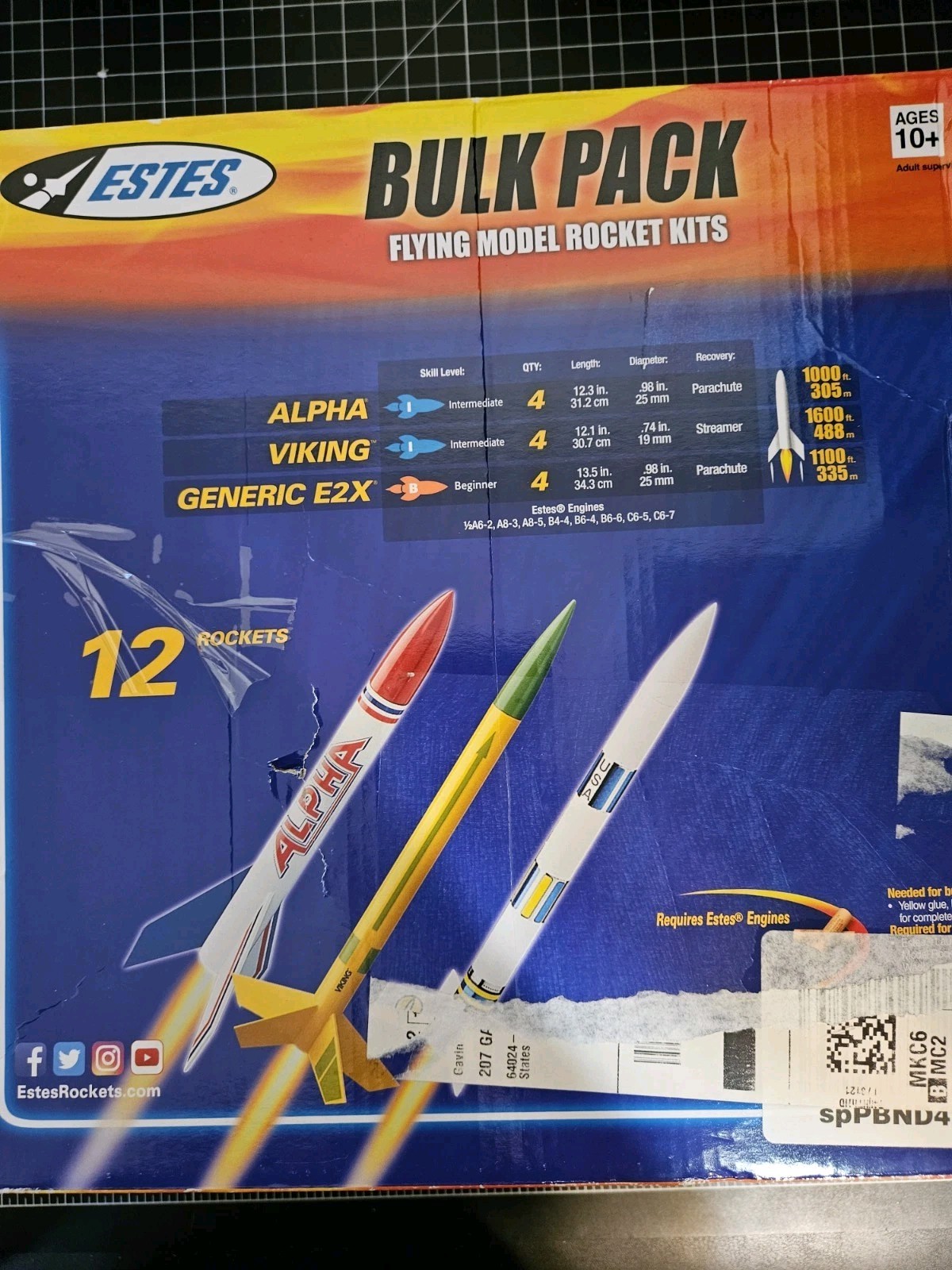 Estes Bulk Pack Rockets Flying Model Rocket Kits 12 Pack 1753