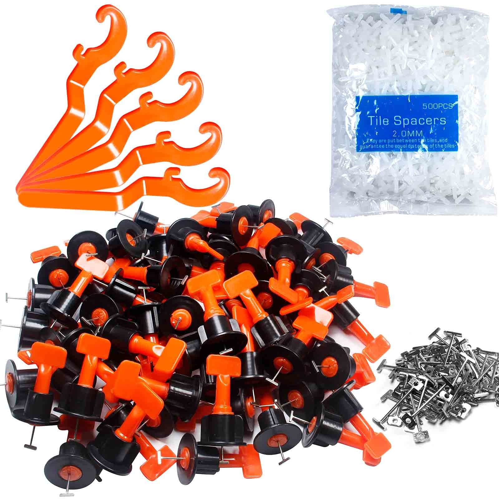 Tile Leveling System Reusable Tool Kit 200pcs Spacers 1000pcs 2mm Cross Wrenches