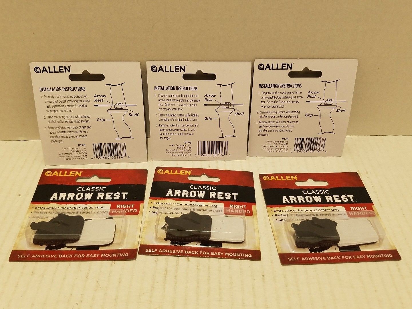 ALLEN Classic Arrow Rest, Right Handed - 176 - Lot of 12