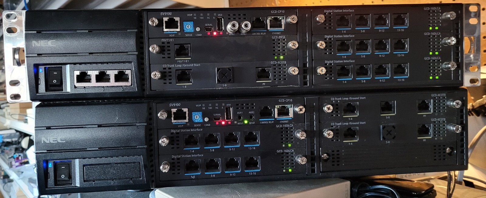 2x NEC Chassis SV9100 GCD-CP10 GCD-PRTA GCD-4COTB & 3x GCD-16DLCA 16 Port Card
