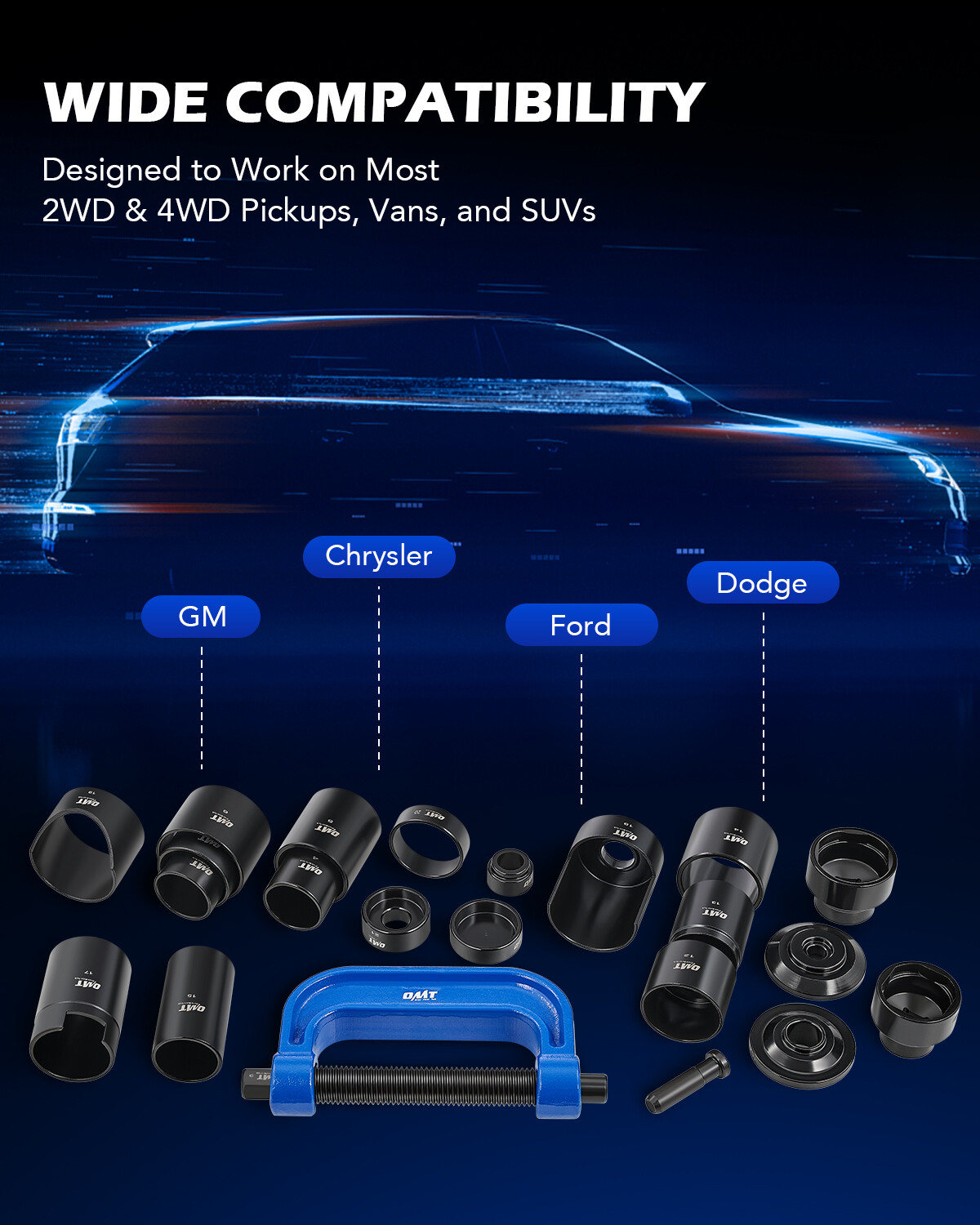 OMT Ball Joint Press Kit 23pc Ball Joint Removal Tool Kit Auto Service Tools
